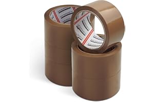 Merrimen Strong Heavy Duty Roll Pack Brown Packaging Tape, Secure Sticky Sealing Tape for Parcel Boxes, Moving Boxes, Large Postal Bags for Long Term Storage, (48MM x 66M) (6 rolls, Brown)