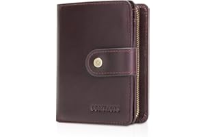 FANDARE Portfel z RFID, dla mężczyzn i kobiet, krótka torebka, skórzany, składany portfel z 12 przegródkami na karty kredytowe, 1 x kieszeń na monety, na podróż, do pracy biznesowej, Brązowy, L, Retro