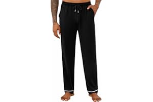 Crewhpo Pantalon Pyjama Homme Coton Bas Pyjama Long Pyjamas Pantalon Décontracté Doux Vêtements de Nuit Doux Pantalon de Détente Maison Confortables S-3XL