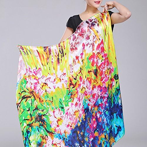 Ding Decoration Pure Silk Scarves Silk Silk Shawl Woman Wild Square Towel (110*110Cm),Flower Rhyme Wind Lotus