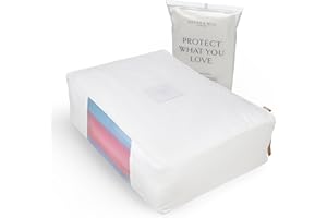 Hayden Hill Luxury Organic Cotton Sweater & Blanket Storage Bag - 20" Fits 9 Cashmere Knits or 2 Blankets - Moth Proof Garment Bag - Clothes Organiser With Zip - Carbon Neutral