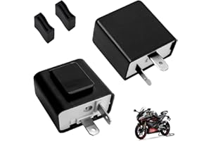 XATGIOUY 2 Pcs 12V 2 Pin Flasher Relay, LED Turn Signal Flasher Relay, Motorcycle Adjustable Indicator for Motorcycle & Car Blinker, Universal Motorbike, Waterproof, No Hyper Flashing (black)