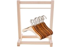 SGerste Wooden DIY Assembled Garment Rack Clothes Organizer for 1/6 BJD AOD Doll 10 Pieces Metal Hook Hangers for Blythe Azone Handbags Hats Scarf