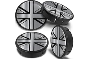 SkinoEu 4 x 60mm ABS Car Alloy Wheel Centre Universal Rims Hub Center Caps Auto Tuning Logo Emblem Silver Black UK Flag Union Jack CX 30