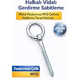 M10 Halkalı Vida Tavan Kancası, Paslanmaz &Ccedil;elik, 7,5 cm Uzunluk, Salıncak, Hamak ve Boks Torbası Montajı i&ccedil;in