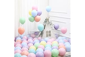 POCRSRET Pastel Balloons Pack 100pcs, Birthday Balloons Party Decorations For Girls Boys, 10 Inch Latex Helium Balloons For Birthday Wedding Baby Shower Hen Party Decoration, Pastel Rainbow Balloon Arch Kit
