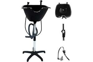 DOMPEL Lavabo Portátil FACILE - Lavabo con Estructura de Acero y Altura Regulable - Ducha y Desagüe - Modelo Exclusivo - MADE IN BRASIL - Negro