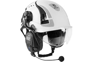 GREEN DEVIL Casco de seguridad X-Armor con protección auditiva activa y visera transparente, casco de seguridad ABS EN 397, casco industrial EN352, compatible con SNR 32dB con Bluetooth