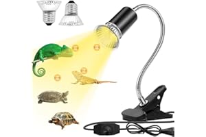 yotutun Schildkröten Wärmelampe, Reptilien Terrarium Lampe mit 2 Stück Glühbirnen (50 W) Wärmespotlampe für Aquarium mit Clip einstellbarer Reptilien Heizlampe für Eidechse, Schildkröte, Kakadu Usw