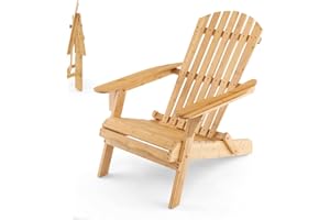 RELAX4LIFE Folding Adirondack Chair, Weather Resistant Outdoor Leisure Armchair, Wooden Adirondack Lounger Chair Seat for Garden Patio Yard Poolside (93 x 70 x 80 cm)