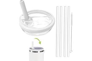 MOECSHSY Leak Proof Lid for Stanley Cup,1 Pack 40 oz Tumbler Flip Straw Lid Replacement fit for Stanley Quencher 1.2L, Reusable Tumbler Cover Sets with 4 Straws and 1 Cleaning Brush