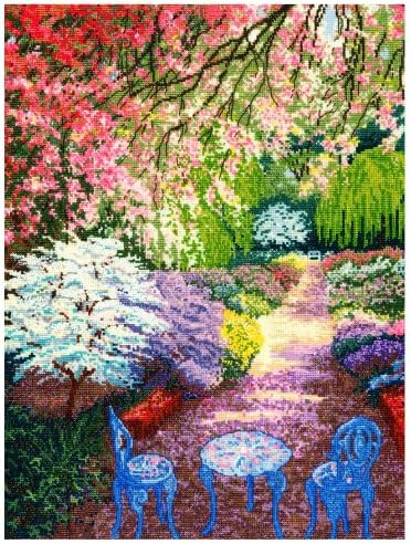 Candamar Designs Cherry Blossoms by Charles Counted Cross Stitch Kit, White