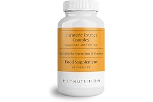 Hey Nutrition Turmeric Extract Complex - Vitamin D3 & C, Black Pepper Extract - Support Muscle & Joint Relief - Maximum Potency & Enhanced Absorption - UK Manufactured - 60 Vegan Capsules
