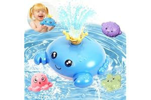 SACBRZZ Jouet Bain De Crabe,Automatique Jet d'eau Jouet De Bain pour Bebe,Lumière LED 3 Couleurs,4 Têtes De Pulvérisation,Arroseur Baignoire Fontaine d'eau Jouets,Jouets De pour Bébé Enfant 1-4 Ans