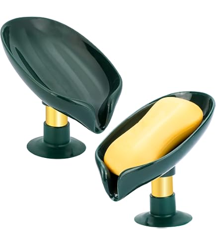 Lot De 2 Porte-savons En Forme De Feuille - Avec Ventouse Et égouttoir - Pour Salle De Bain Et Cuisine