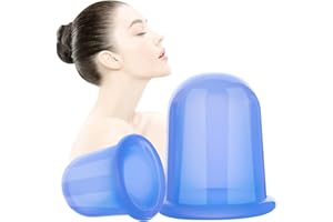 JADESEAL 2 Stück Silikon Schröpfen, Anti-Aging Cellulite Massage, Körper Schröpfen, Gesicht schröpfen, Auge schröpfen, Glattes Hautbild für ganzen Körper (blau)
