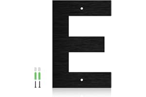 SANSHAOYE 10.15cm Edelstahl Schwimmende Hausnummern, Briefkastennummern für Draußen, Türnummern, Schwarz Hausadressbuchstaben und Nummern für Haus, Wohnung, Garagen, Schaufenster, Türen, Gärten (E)