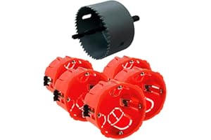 Zenitech - Set di 5 Scatole di Incasso per Cartongesso Ø67x40mm - Installazione Facile e Veloce - Compatibile con Apparecchiature a Vite o Ganci - Rosso - 40mm