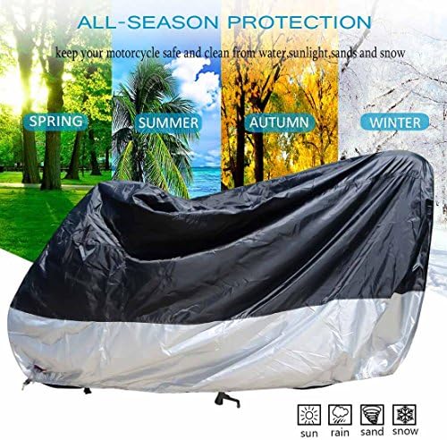 Motorcycle Waterproof Cover 116in/295cm Water Resistant Cover Anti-UV Anti-wind Dust-proof Outdoor Motorcycle Protector Cover for Harley Davidson BMW Motorbike