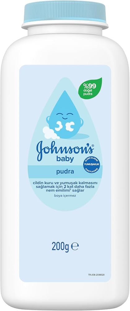 Johnson's Baby Bebek Pudrası, 200 g | %99 Doğal Kaynaklı Pudra, Cildi Kuru ve Yumuşak Tutmaya Yardımcı Olur