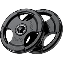 Set Di 2 Dischi Olimpici Gommati SportNow | 5 Kg Cadauno | Foro Da 5 Cm E 3 Maniglie | Per Bilancere O Allenamento Funzionale