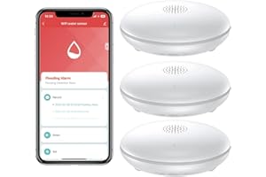 HEIMAN WiFi WiFi Water Detector with Battery, Smart Water Sensor, 75 dB WiFi 2.4 GHz for Kitchens, Basements and Bathrooms (3)