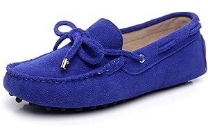 RISMART Jamron Donna Classico Scamosciato/Tessuto Papillon Penny Loafers Comodo Fatto a Mano Mocassini Pantofola