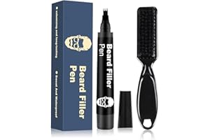 MRCUVARYAS Beard Pencil Filler For Men With Beard Brush, Black Beard Filler Pen For Instant Fuller Beard, Beard Thickener For Men, Beard Grooming Kit For Men, Beard Gifts For Men, Waterproof Beard Pencil