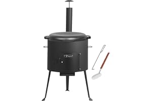 ‎BBQ-TORO BBQ-Toro Gusseisen Kazan mit Kazan Ofen Ø 44 cm | 19 L Gusstopf mit Deckel, Gusseisentopf | Gulaschkessel, Feuerkessel, Outdoor Ofen | Feuer-Ofen, Eintopfofen, Feuerstelle, Außenküche, Utschak