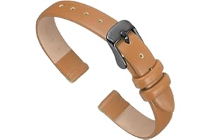 QUARKZMAN Bracelet Montre en mm de Largeur Bracelet de Montre Plat, Fin et Élégant en Véritable avec Boucle pour Homme et Femme