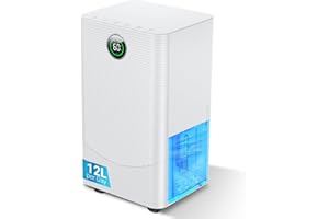 Aridite 12L/day Dehumidifier with Humidity Sensor & Display and 24-Hour Timer, 3 Dehumidification Modes, Suitable Bedrooms, Office, Basements, Continuous Draining, White