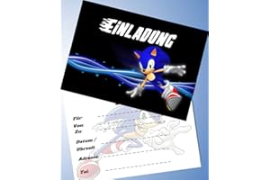 COXZD 12 biglietti di invito e 12 buste per feste di compleanno per bambini, compatibili con Sonic the Hedgehog n. 1