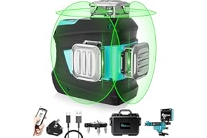 360 Laser Level, 3D Laser Levels Self Leveling 3x360° 12 Cross Lines Laser Spirit Level, 30M Green Beam with Remote Control and Adjustable Rotating Base, Li-ion Battery, Type-C Charging-DECTEAM