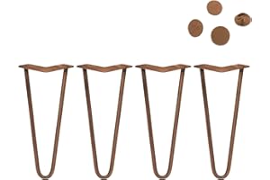 SKISKI LEGS Monster Shop SkiSki Hairpin Table Legs 12” 30cm Pack of 4 Raw Steel Heavy Duty 12mm Thick Steel 2 Prong 300kg Load Capacity DIY Furniture Glide Discs Floor Protectors & Screws Included