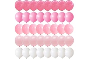 GOVPY Pink and White Balloons, Pack of 60PCS Dusty Light Pastel Pink White Bow Balloon, Baby Pink Latex Balloon for Girls Women Kitty Birthday Wedding Bridal Baby Shower Cat Theme Party Decorations Supplies