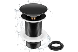 SKJJL Bonde de Lavabo Noir Sans Trop Plein, Bonde de Lavabo Pop Up Noir Universelle, Bonde de Vidage Sans Trop Plein, Bonde de Vidange Sans Trop Plein, Bonde Pop Up Automatique pour Vasque a Poser