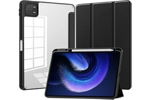 CAUHENYEE Funda para Xiaomi Pad 7/7 Pro Carcasa, [Triple protección] a Prueba de Golpes, Cierre magnético, Parte Trasera Transparente - Función de suspensión y Soporte Plegable - Negro