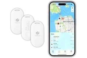 HH-TECH Smart Tag Oval (Pack 3) For Apple iOS Devices, Key Tracker, Item Finder, Replaceable Battery, Easily Track Your Wallet, Bag, Suitcase, and More Worldwide with the iPhone Find My App
