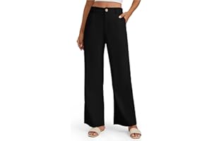 Enmain Linen Trousers Womens Wide Leg Office Trousers for Women High Waist Casual Cotton Ladies Business Pants with Pockets