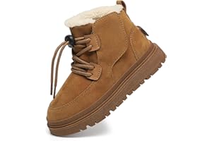 GOGOUP Botas de Nieve para Niños Niñas Invierno Calentar Forradas de Piel Botines Impermeables Planas Botas Calientes y Antideslizant