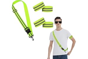 TSHAOUN Odblaskowa szarfa, odblaskowy sprzęt do biegania, wysoka widoczność, bezpieczeństwo, odblaskowa, odblaskowa, odblaskowa, do biegania, jazdy na rowerze, spacerów z psem, 5 szt