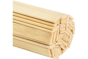Pllieay 60pz bastoncini in bambù naturale per lavori artigianali in legno extra lunghi per lavori artigianali, 40x0.9x0.2CM