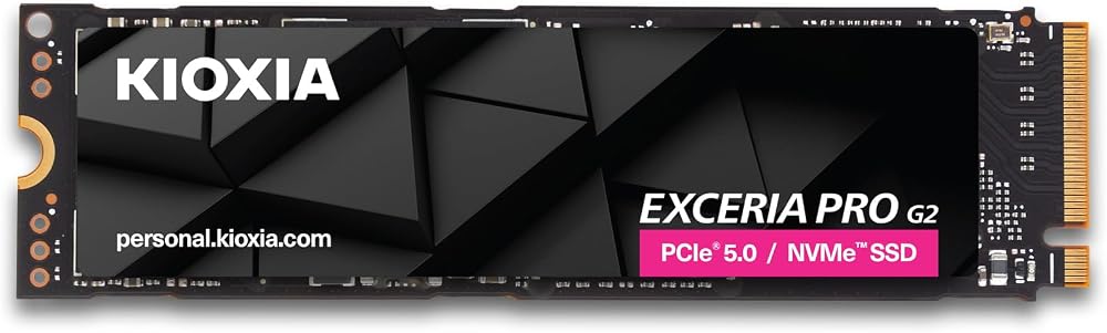KIOXIA EXCERIA PRO G2 1TB NVMe SSD – M.2 2280, PCIe Gen5 x4, 14400MB/s Okuma, 12700MB/s Yazma