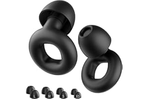NEUTYPECHIC Silikonowe zatyczki do uszu do spania, miękkie końcówki wielokrotnego użytku, ochrona słuchu do koncentracji, podróży, wyjść, z 8 końcówkami w XS/S/M/L (czarny, średni)