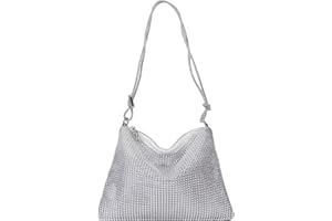 KVBUCC 1pcs diamond-encrusted Shoulder Bag, Fashion Dinner Party Accessories, Simple Clutch Bag, Elegant Ladies Handbag, Portable Organizer, Suitable for Wedding, Prom (Silver)