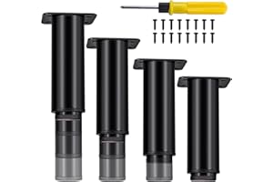 Jiaxitek 12-21 cm Adjustable Furniture Legs,4Pcs Metal Adjustable Height Heavy Duty Bed Center Frame Support Leg,Legs for Kitchen Cabinet/Dresser/TV Stand/Sofa/Chair/Bed/Coffee Table
