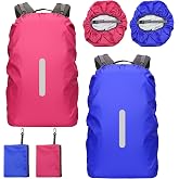 MIPIACE 2 x Waterproof Backpack Covers (30-40L) with Reflective Band Rain Cover School Backpack Waterproof Case for Camping H