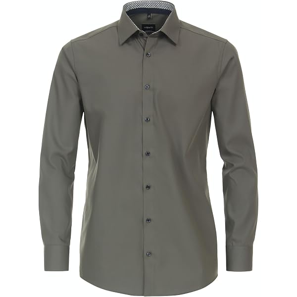 Venti Camicia Uomo Business Tinta Unita, Modern Fit, Colletto Kent, Verde, Taglia 52