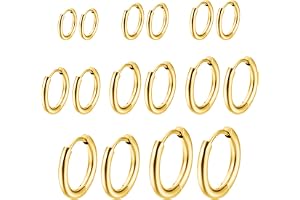 7 par ringörhängen, set med ringörhängen i rostfritt stål för kvinnor och män (6 mm, 8 mm, 10 mm, 12 mm, 14 mm, 16 mm, 18 mm