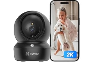 EZVIZ C6N Pro - 2K Indoor Camera Wireless, Baby Monitor with Call Button, Pet Camera Sound Detection, 360° Pan/Tilt/Zoom, Colour Night Vision, Motion Tracking, Two Way Audio, Supports 512GB, Black